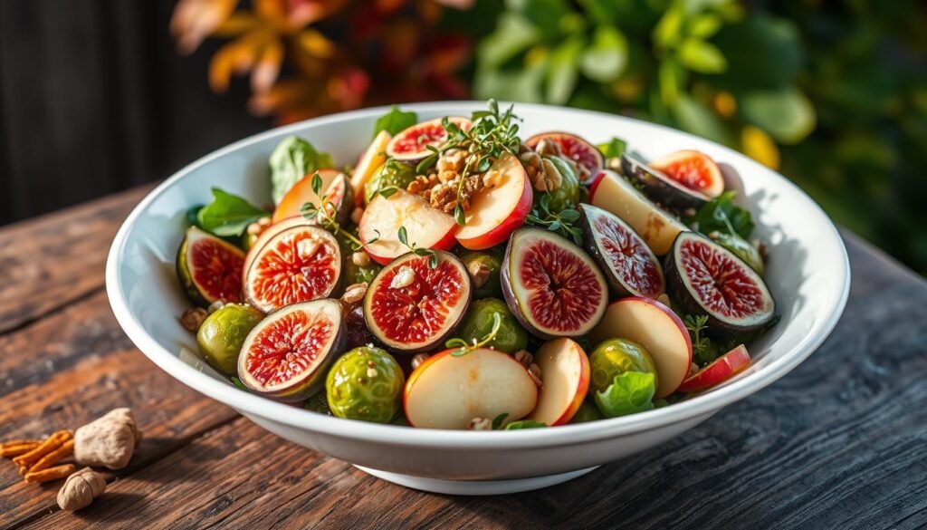 Apple, Fig & Brussels Sprouts Salad presentation