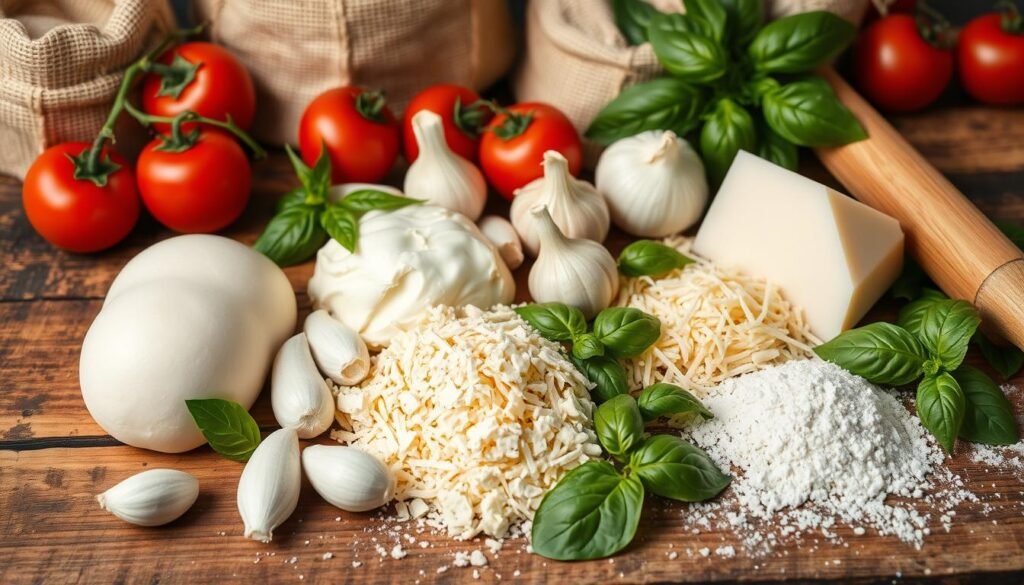 Essential ingredients for white pizza