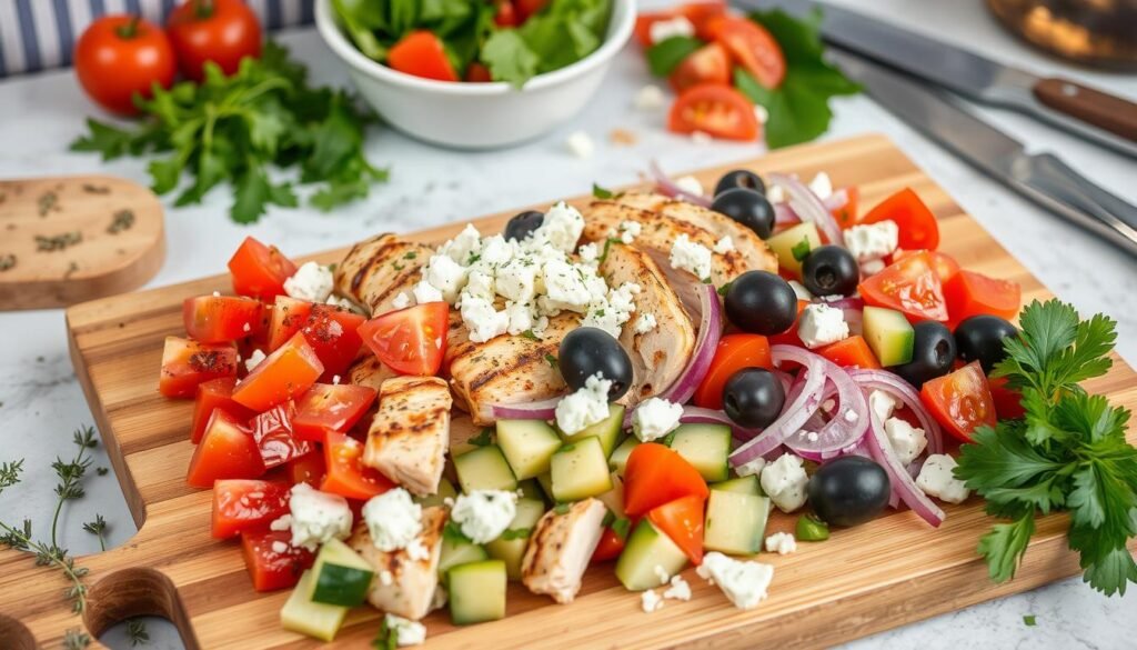 Greek Chicken Salad preparation