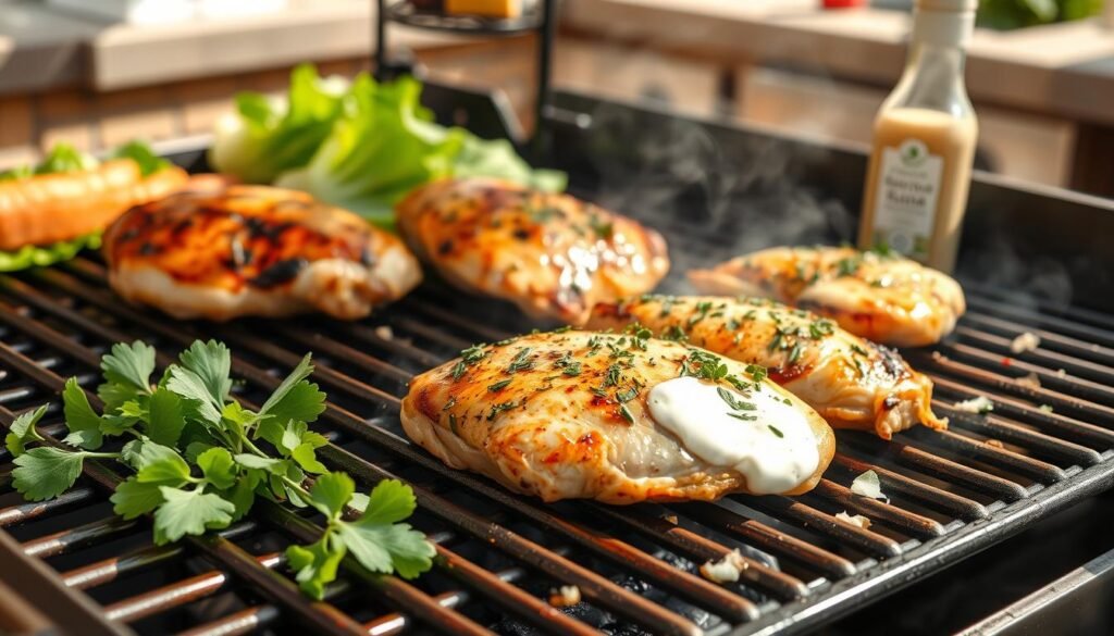 Grilling Chicken for Caesar Salad