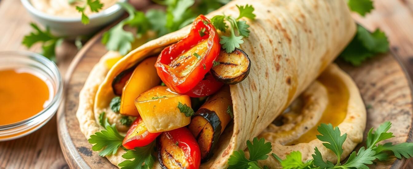 Hummus and Grilled Vegetable Wrap