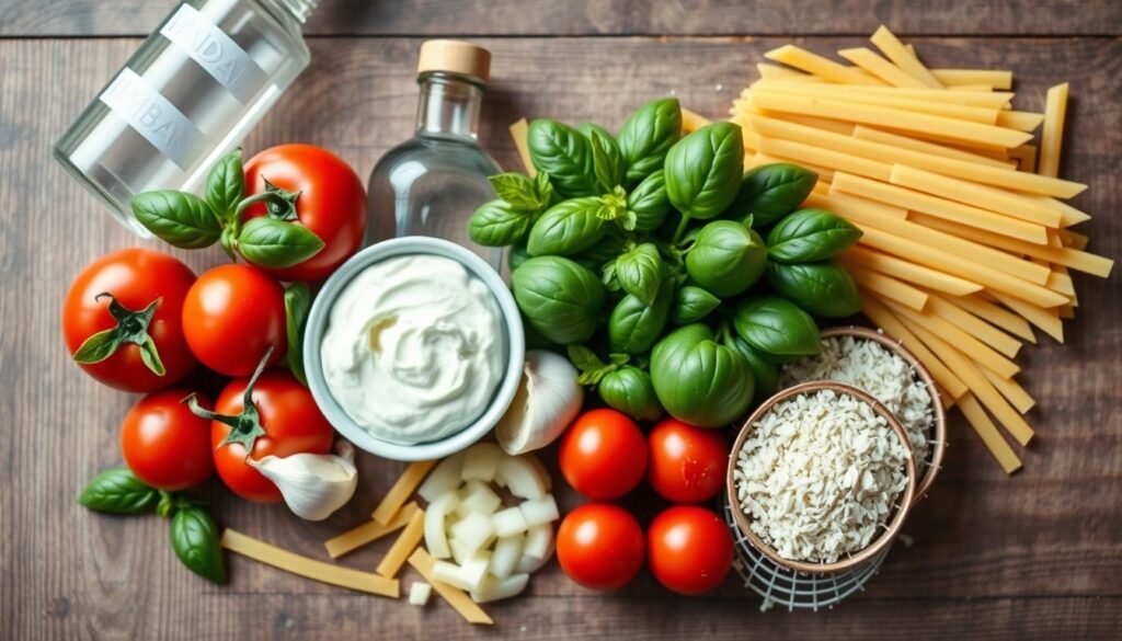 Ingredients for penne alla vodka