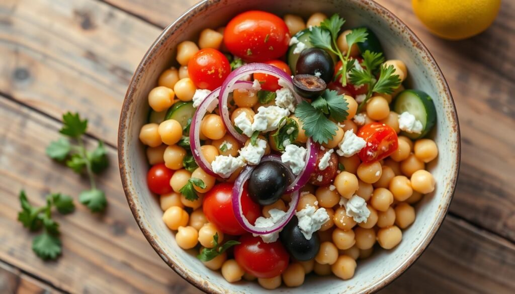 Mediterranean flavors in chickpea salad