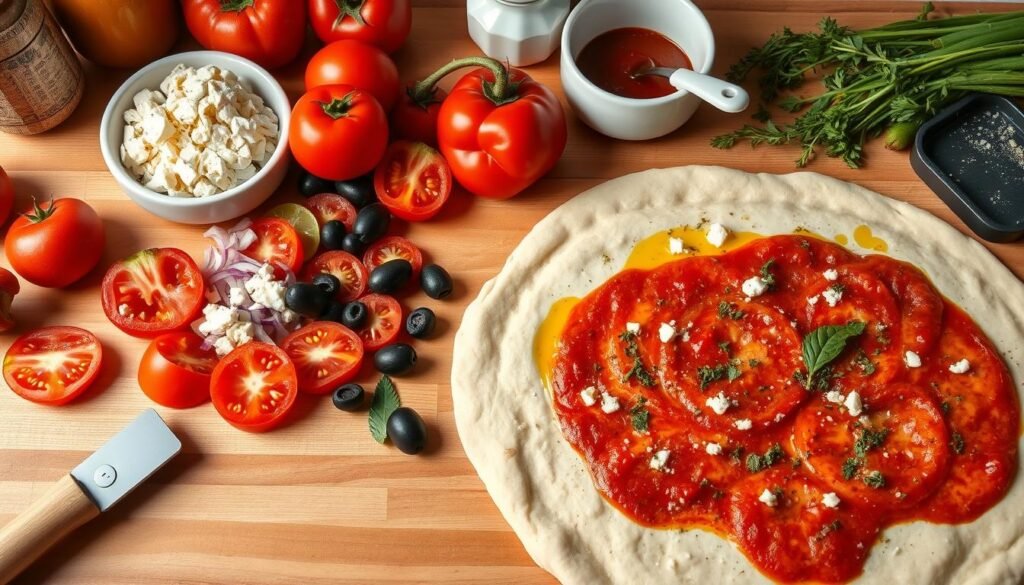 Mediterranean pizza recipe steps