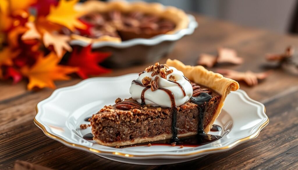 Plating dessert ideas for Chocolate-Bourbon Pecan Pie