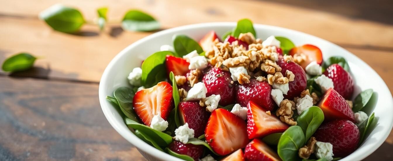 Spinach-Strawberry Salad with Feta & Walnuts