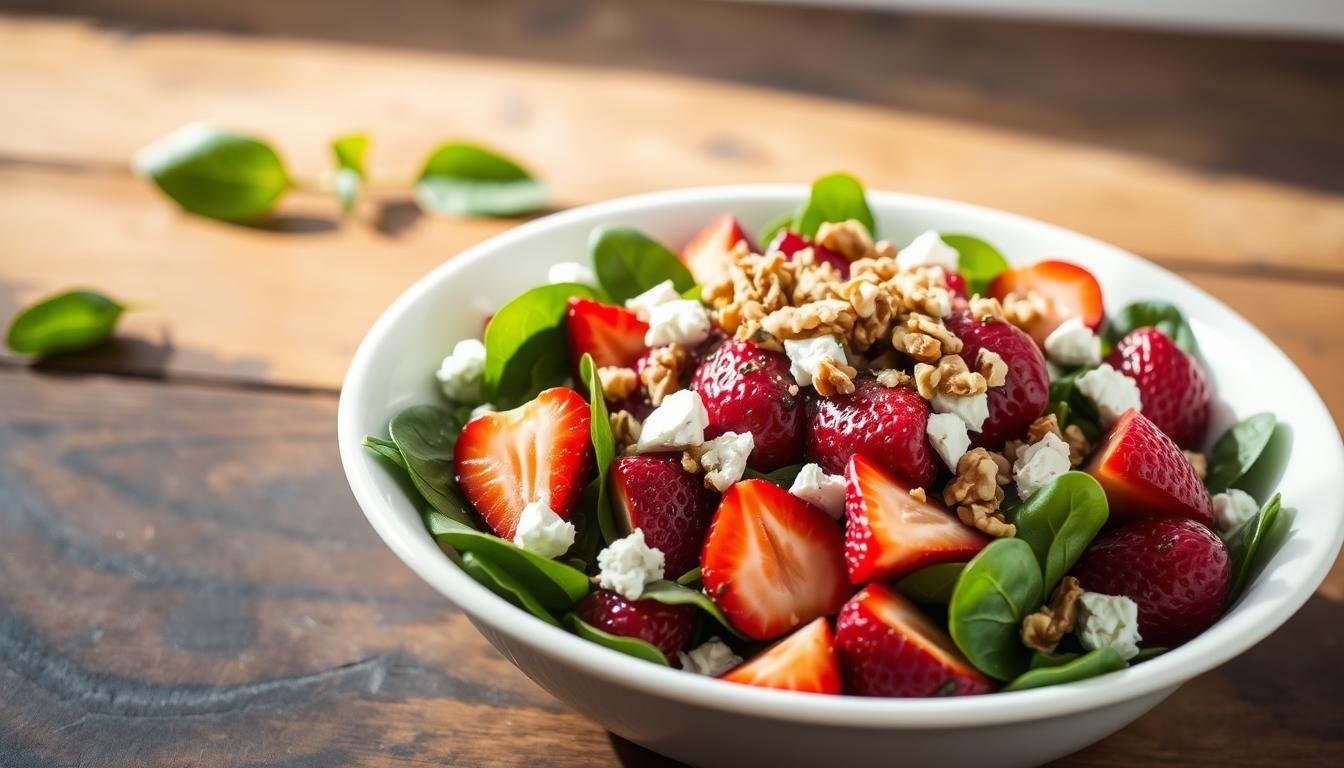 Spinach-Strawberry Salad with Feta & Walnuts