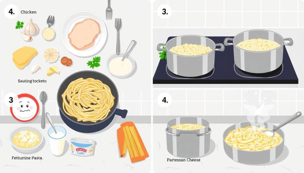 Step-by-step Chicken Alfredo