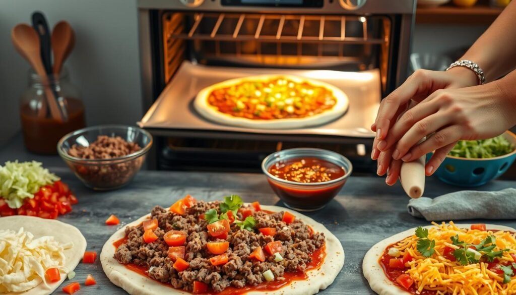 Taco Pizza preparation steps