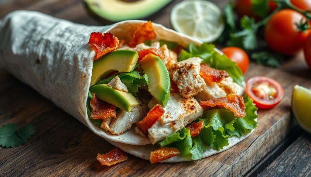 avocado bacon chicken wrap