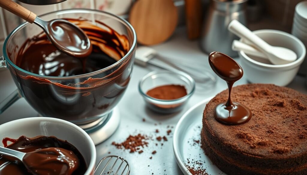 baking a chocolate cake