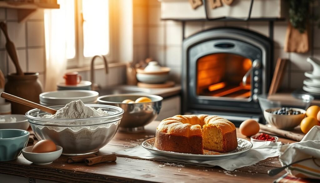 bolo caseiro baking process