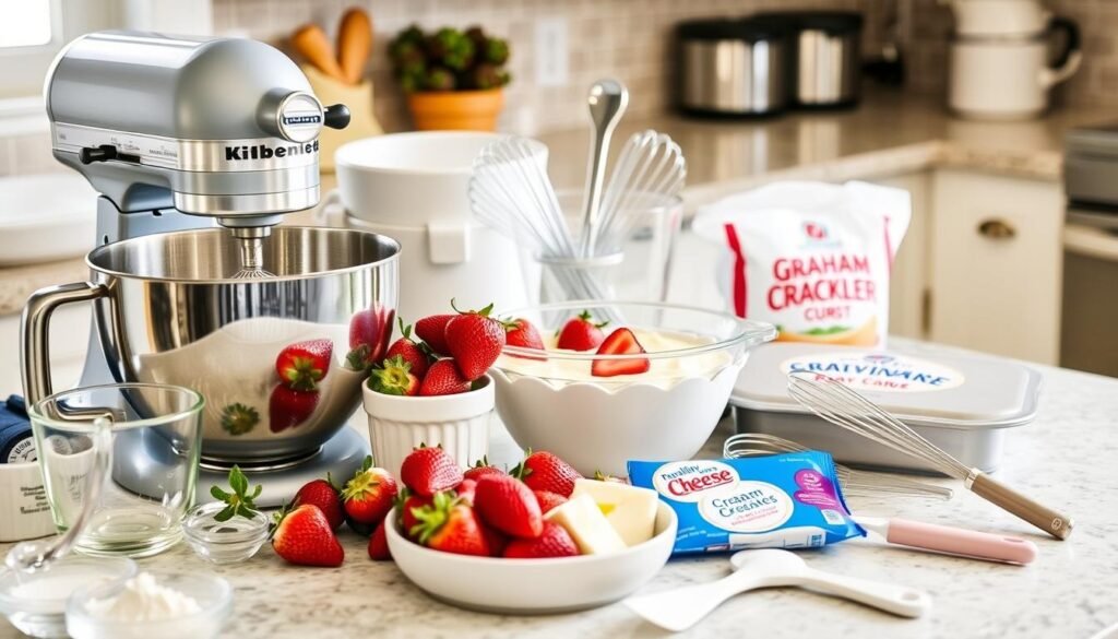 homemade Strawberry Cheesecake equipment