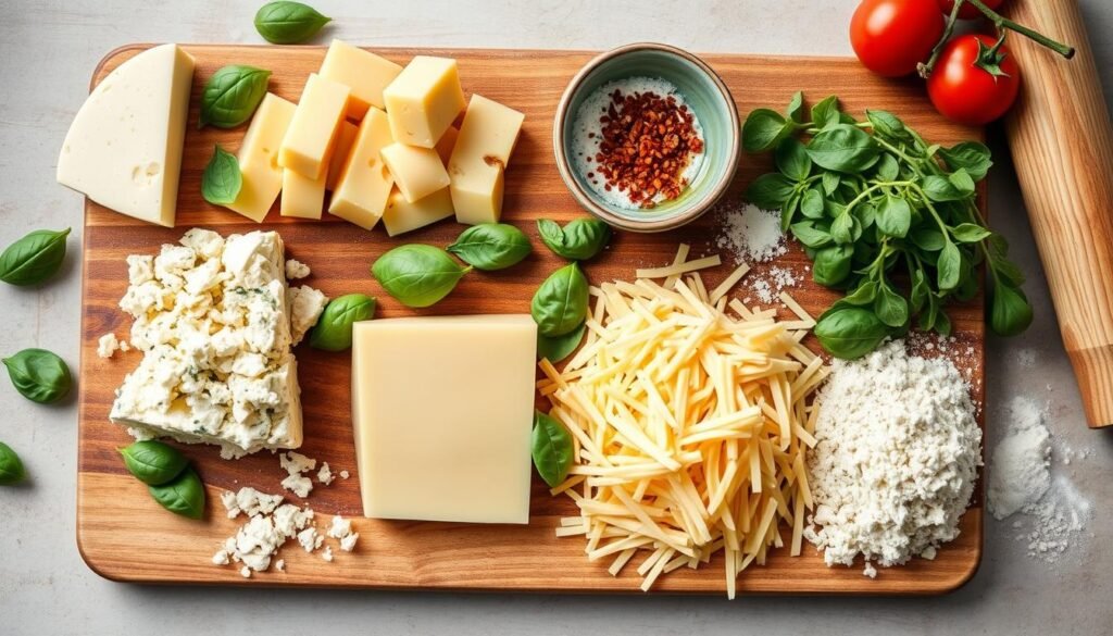 ingredients for four cheese pizza