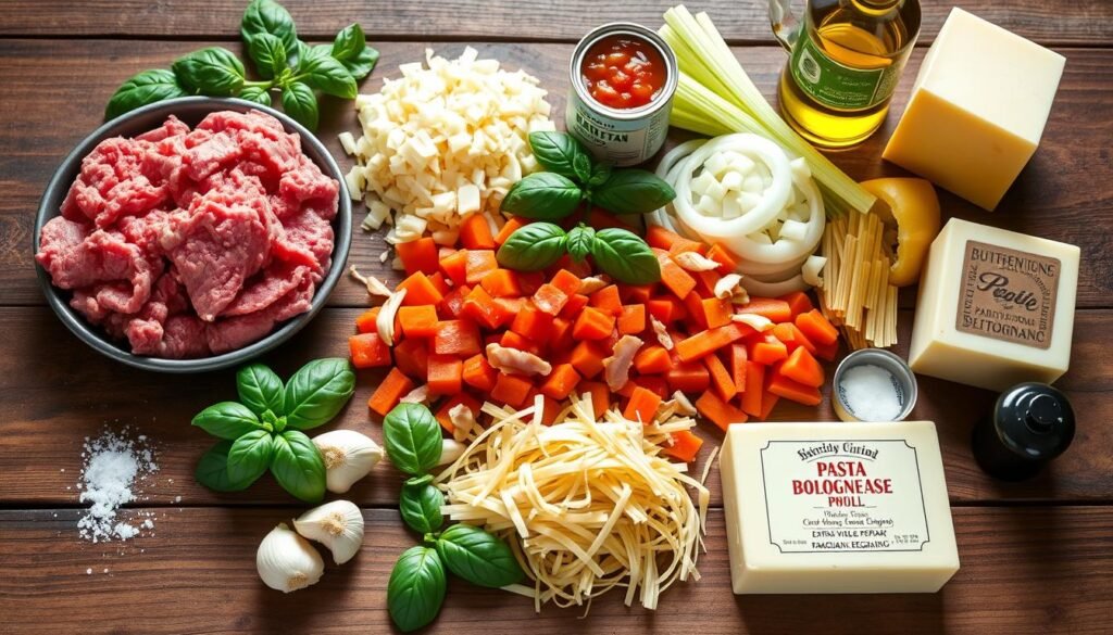 key ingredients for authentic Pasta Bolognese