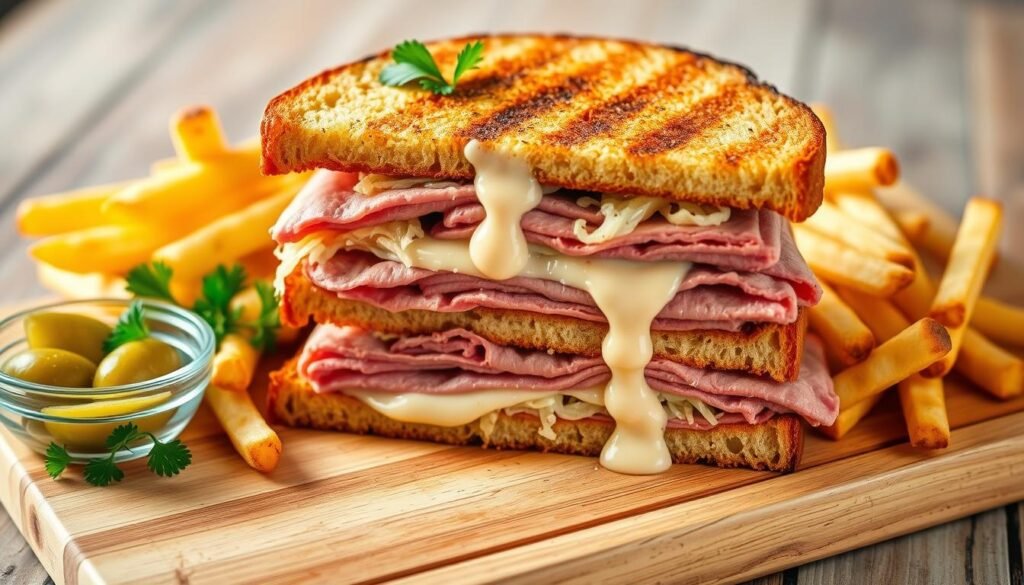 plating a Reuben sandwich