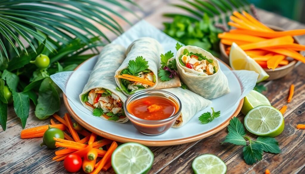 presentation tips for serving Thai chicken wraps