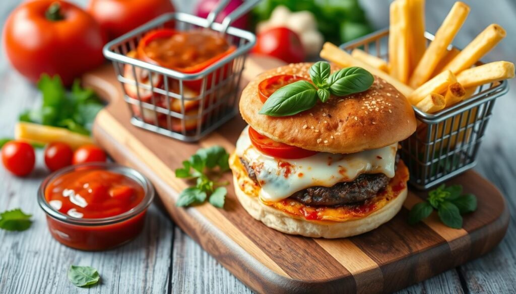 serving suggestions pizza burger