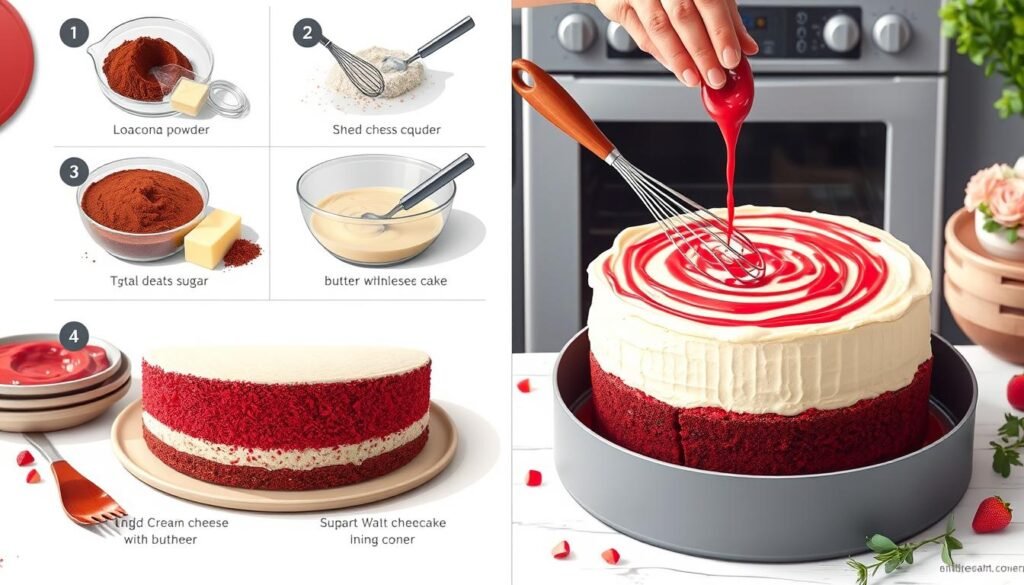 step-by-step red velvet cheesecake instructions