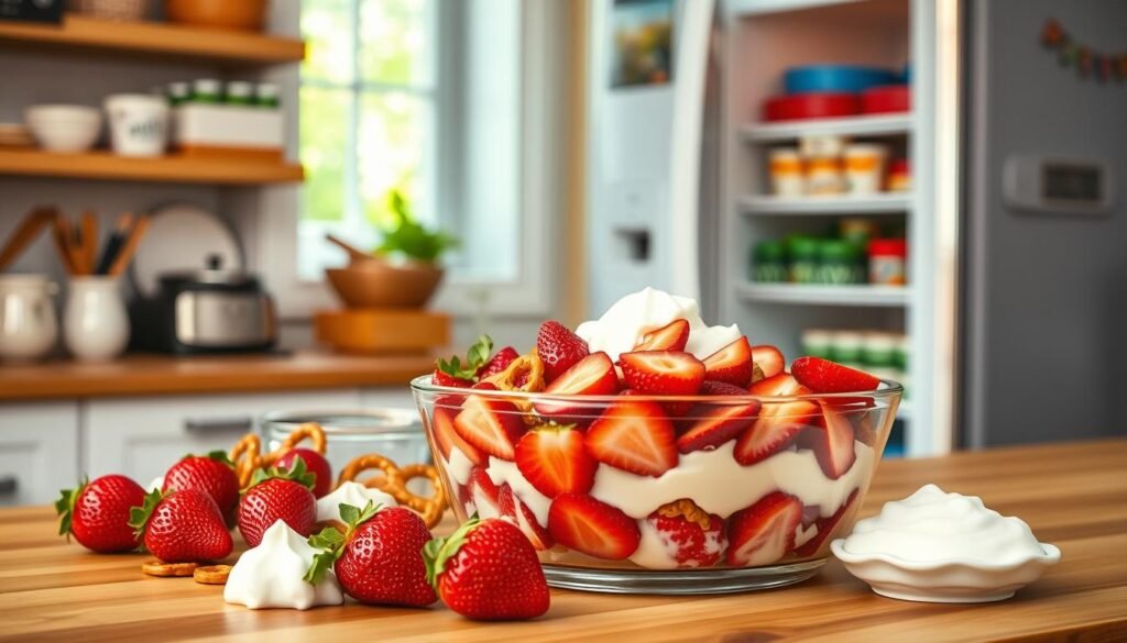 storing leftover strawberry pretzel salad